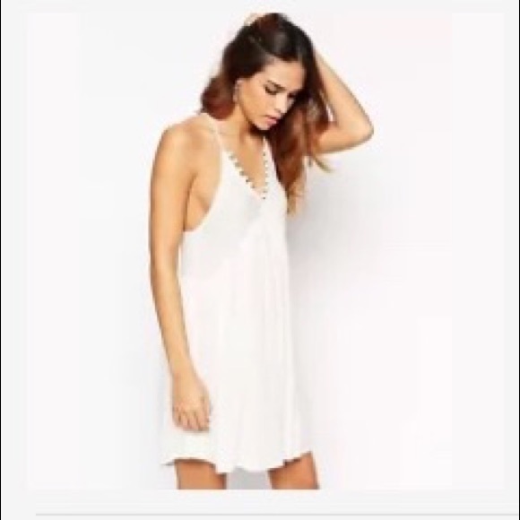 white gauze beach dress